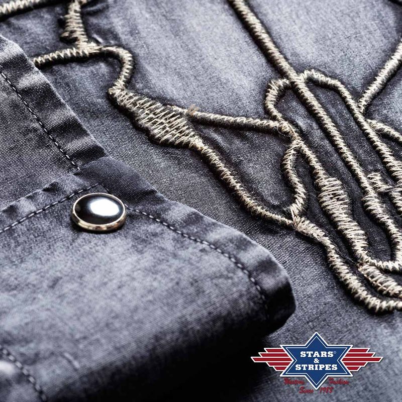Enzo Bullhead Westernskjorte Herre – Grå/Lilla Denim
