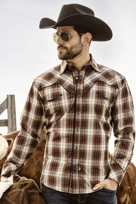 Hovedbilde ISAAC Westernskjorte – Rutet Brun/Beige ...