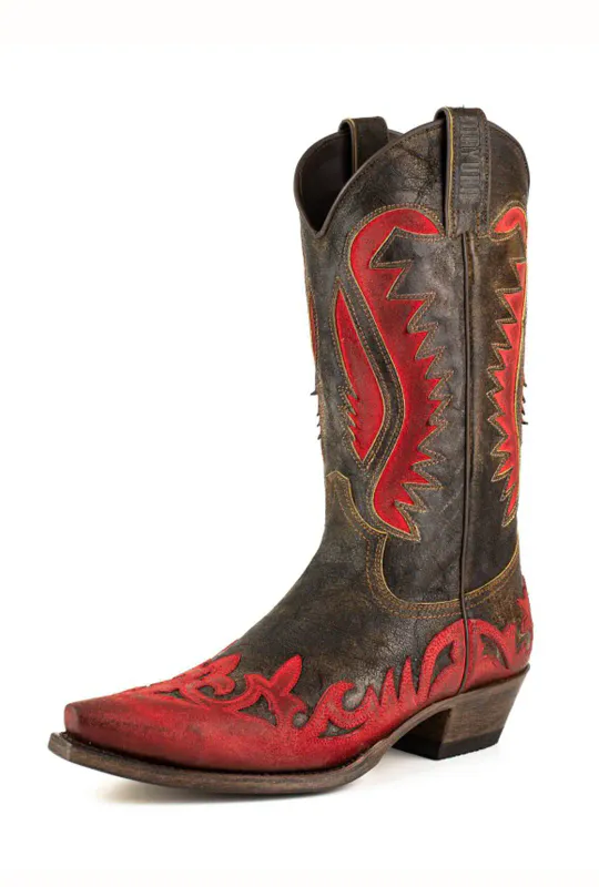 Mayura 2567 Cowboy Boots i Rødt Rustikt Skinn