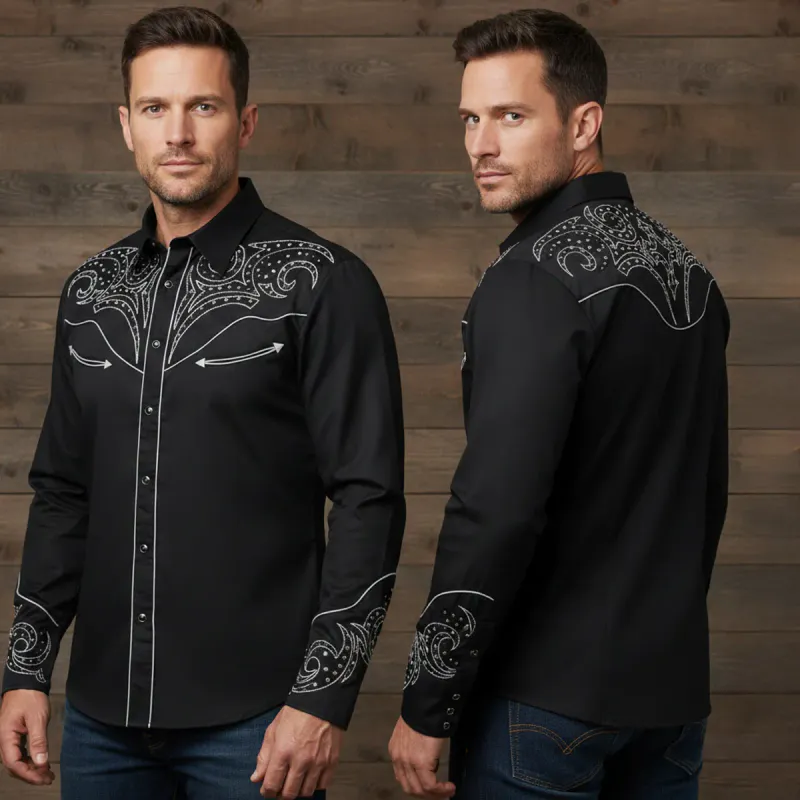 Rodeo Clothing Herreskjorte – Western Cowboy med Broderi
