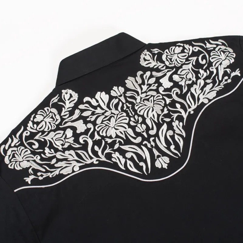 Westernskjorte Black Silver Embroidery