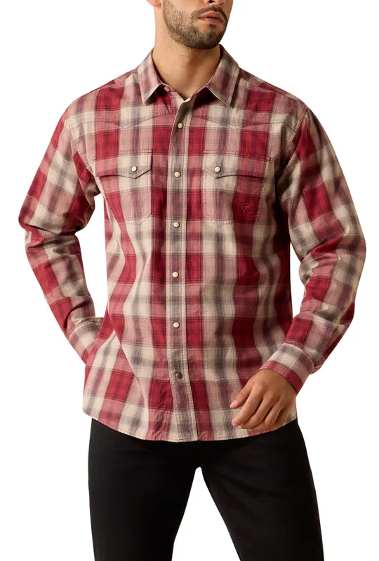 Retro Hawthorne Westernskjorte – Brick Red Plaid