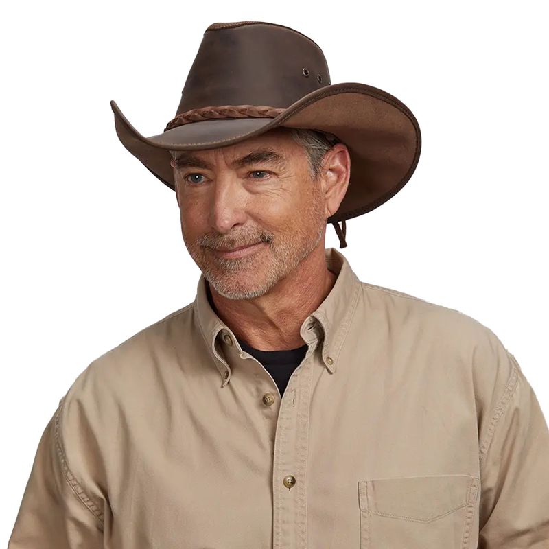 Hollywood Brun Cowboyhatt I Skinn